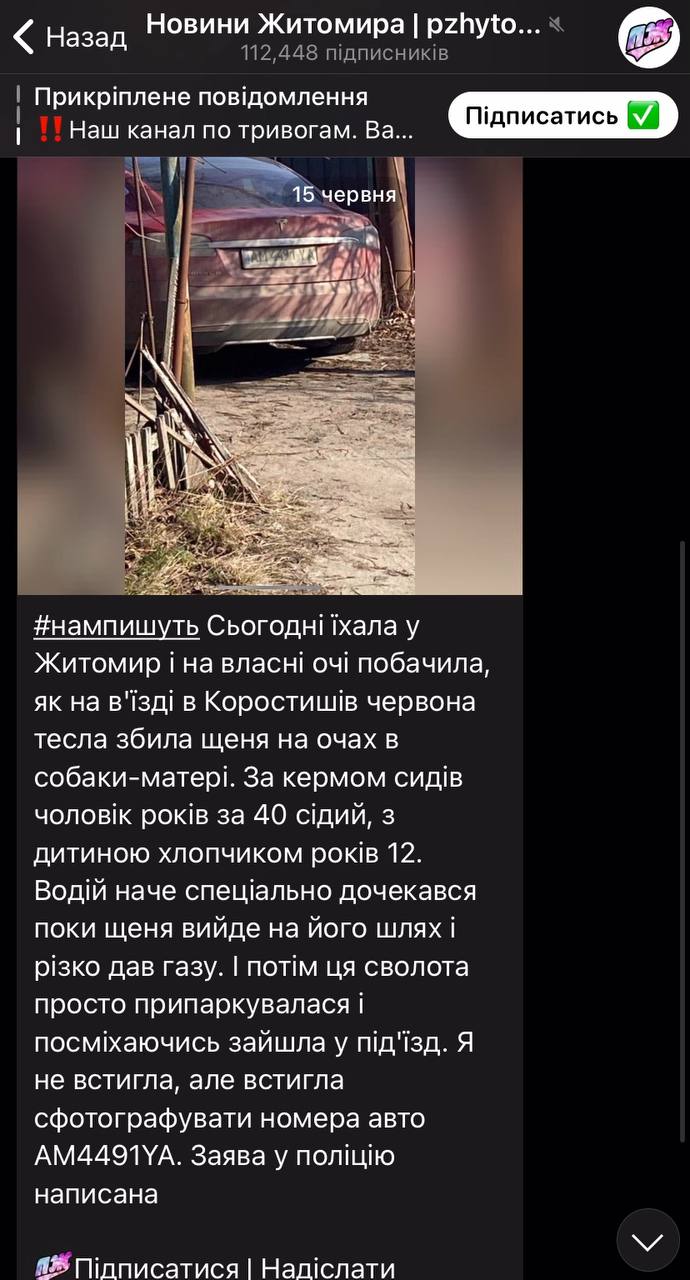 Скріншот з ТГ каналу